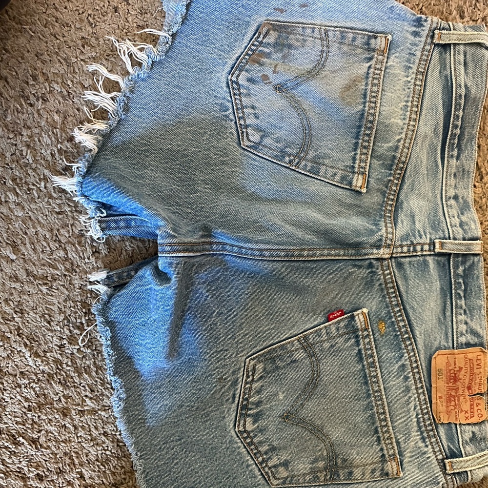 Distressed Blue Jean Shorts Levi
